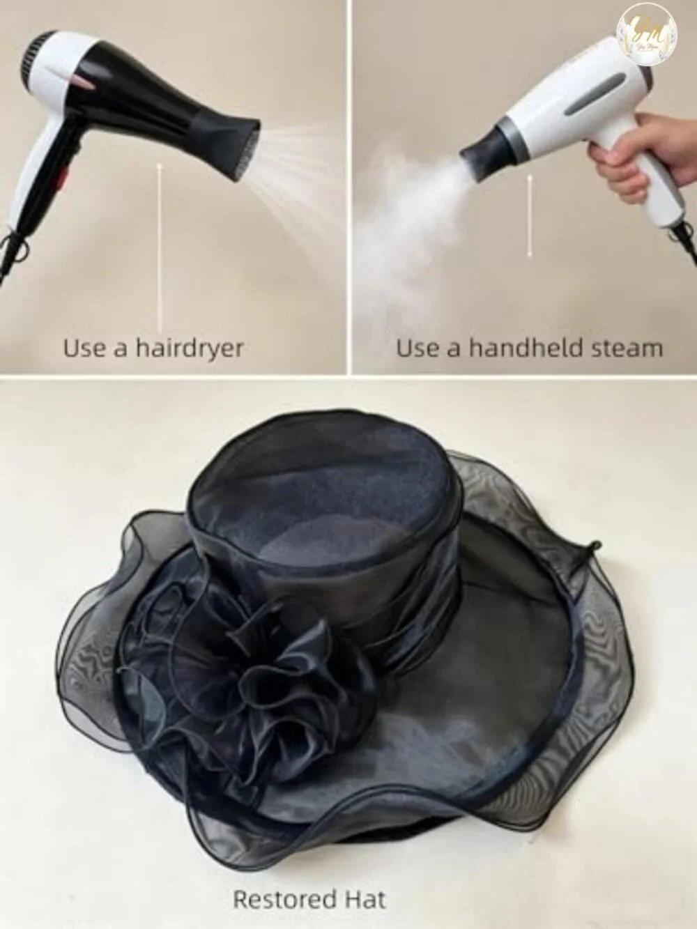 Women's Organza Wide Brim Fascinator Hat Church Wedding Tea Party Sun Hat